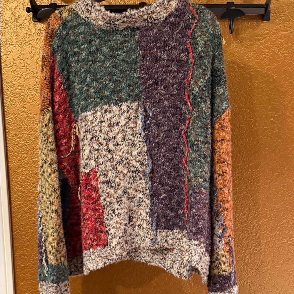 POL Multicolored Patchwork V-Neck Sweater Small N… - image 6